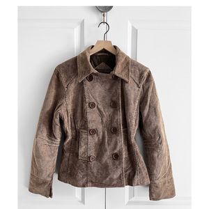 Vintage Double Breasted Corduroy Military Jacket Coat